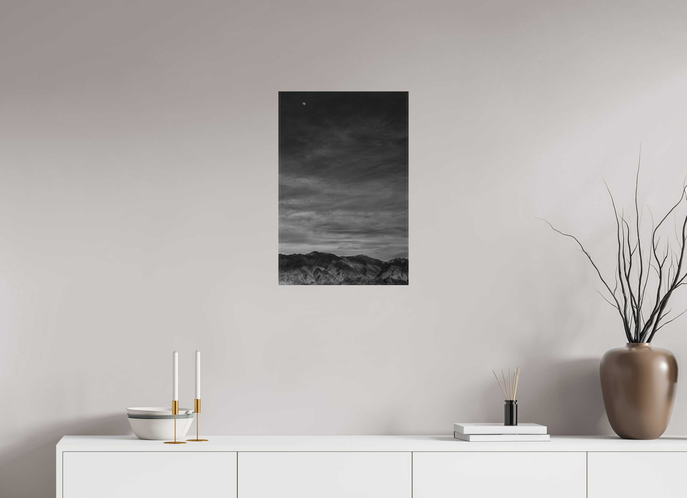 16 x 24″, Canvas Moon and Mountains, White Mountains
