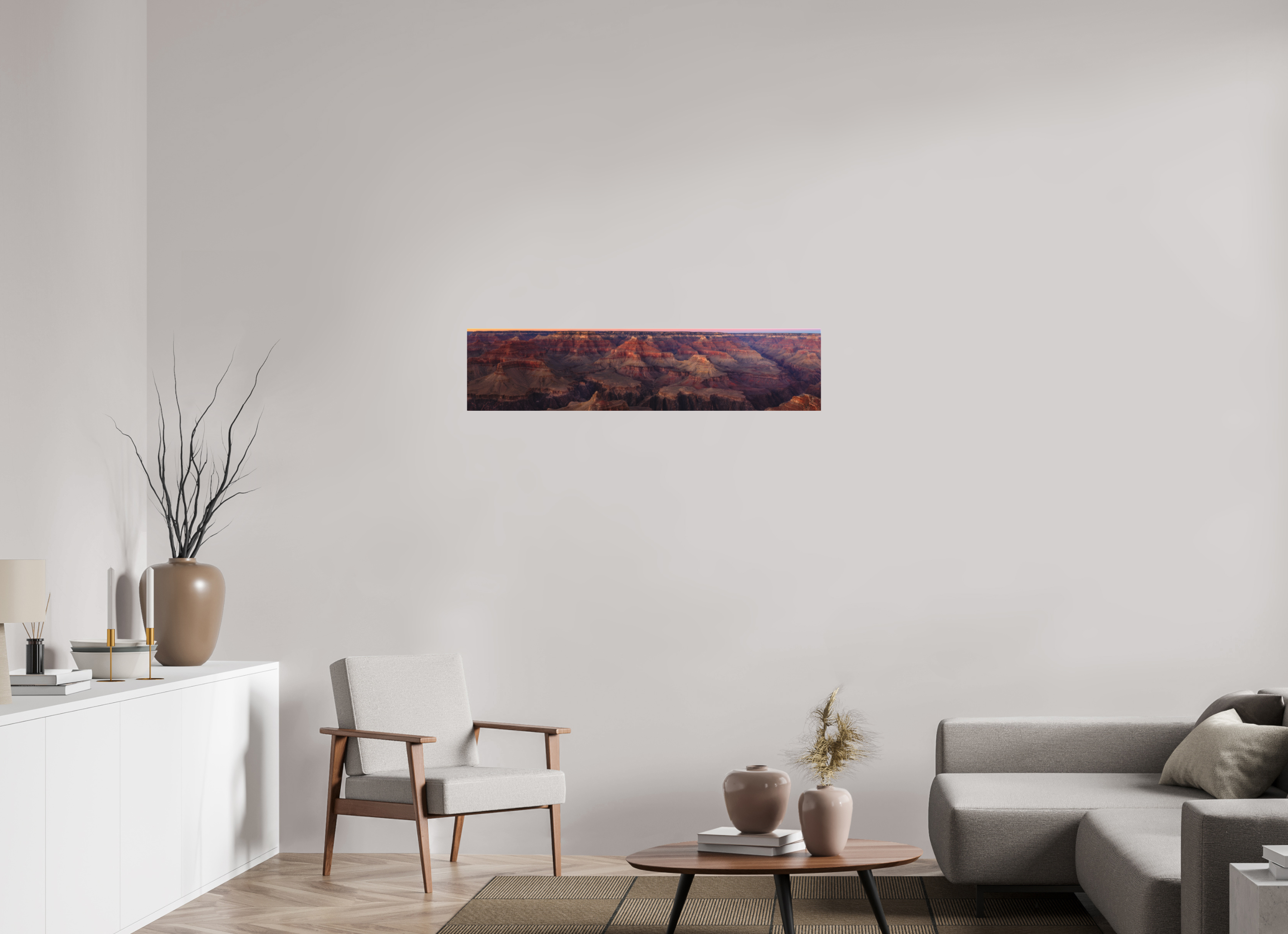 44.6 x 10″, Canvas Grand Canyon Panorama – Wide Format Sunset Photography Print