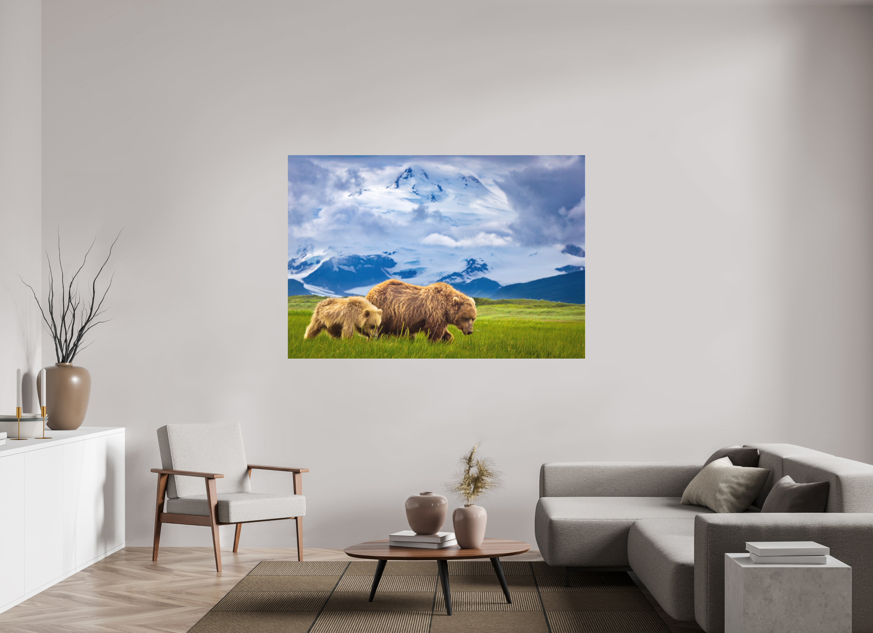 68.7 x 47″, Metal Coastal Bears