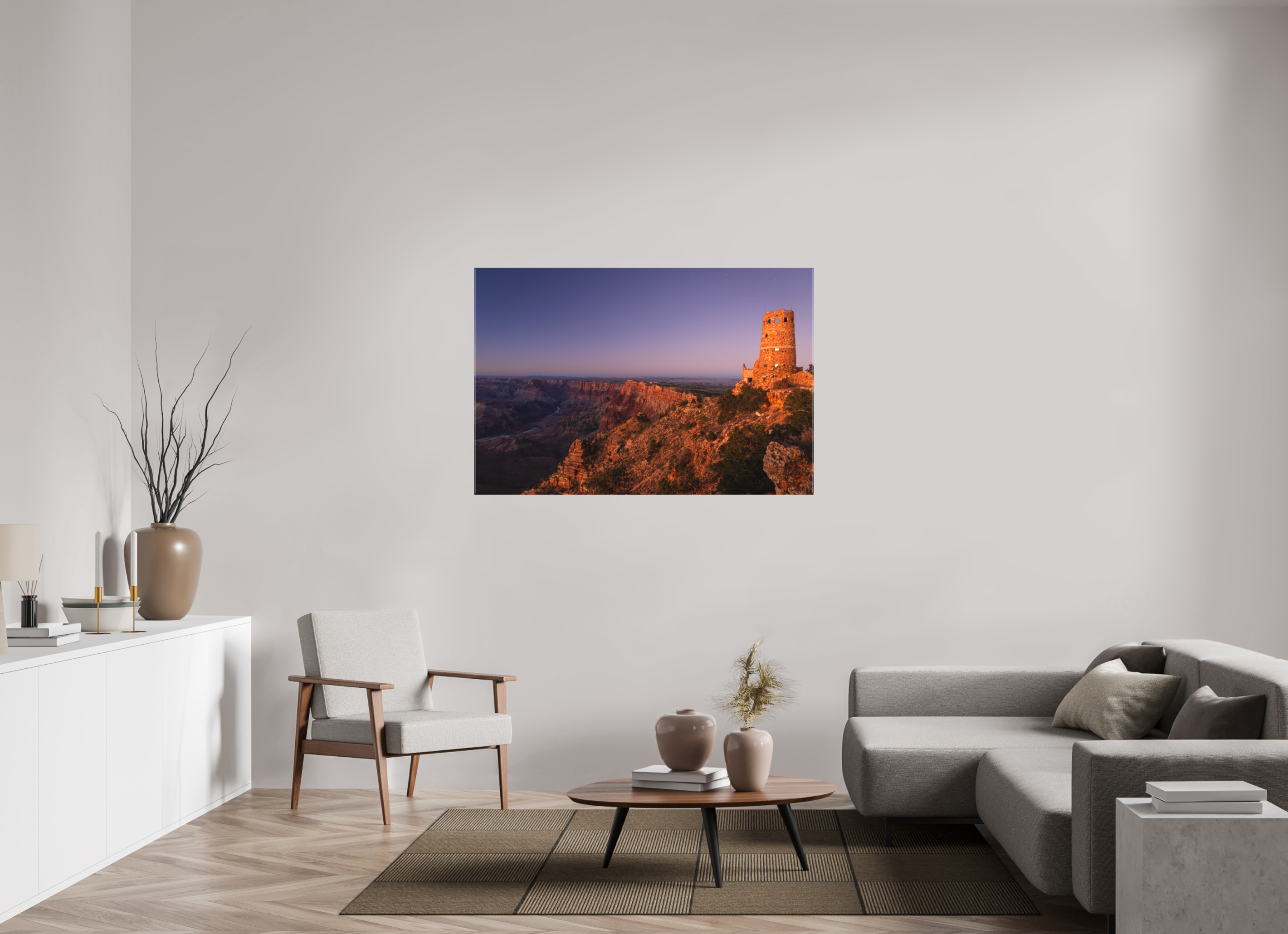 54 x 36″, Canvas Desert View Watchtower at Twilight – Grand Canyon Fine Art Print