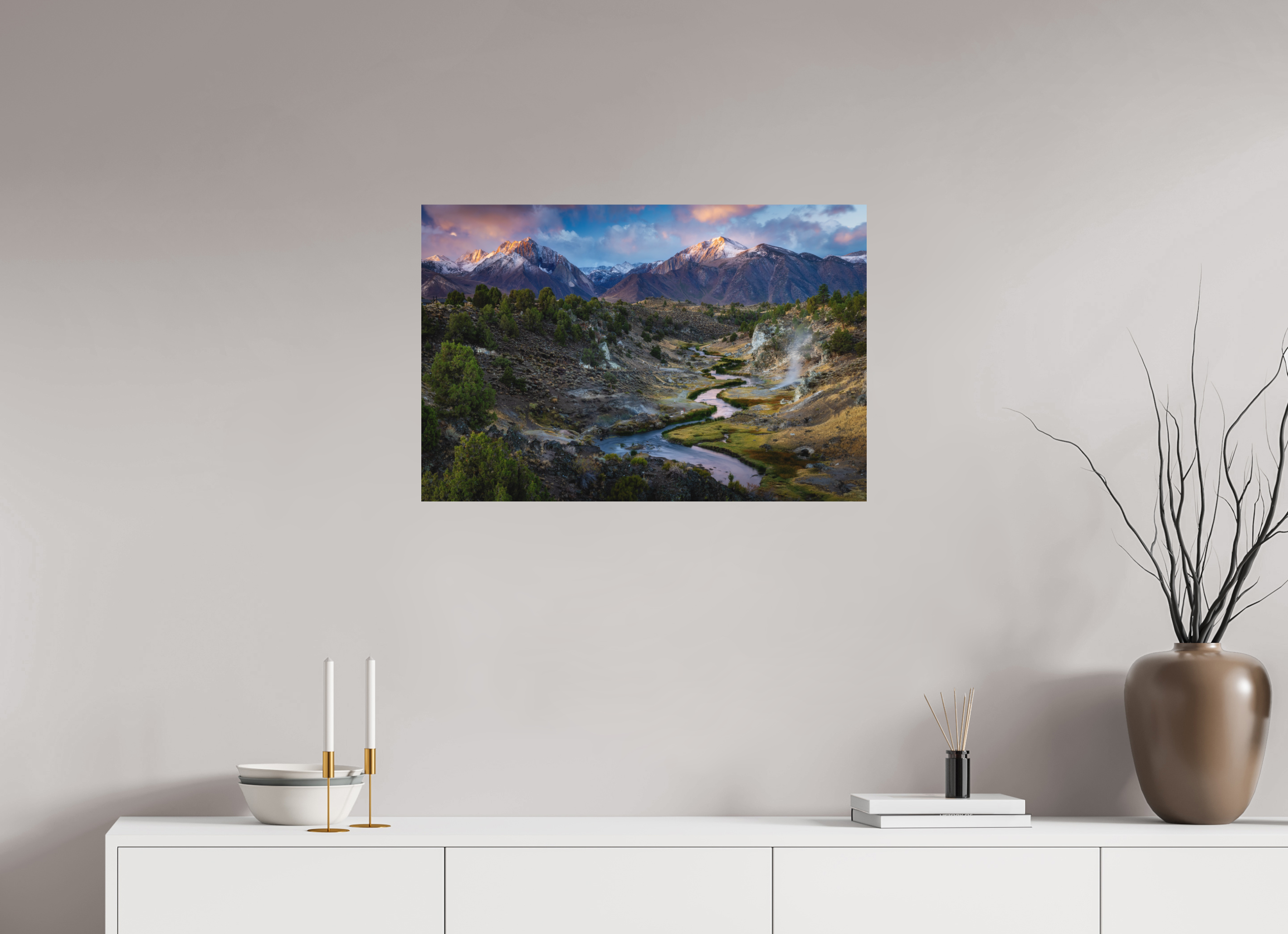 30 x 20″, Metal Hot Creek Sierra Glow – Eastern Sierra Nevada Fine Art Photography Print