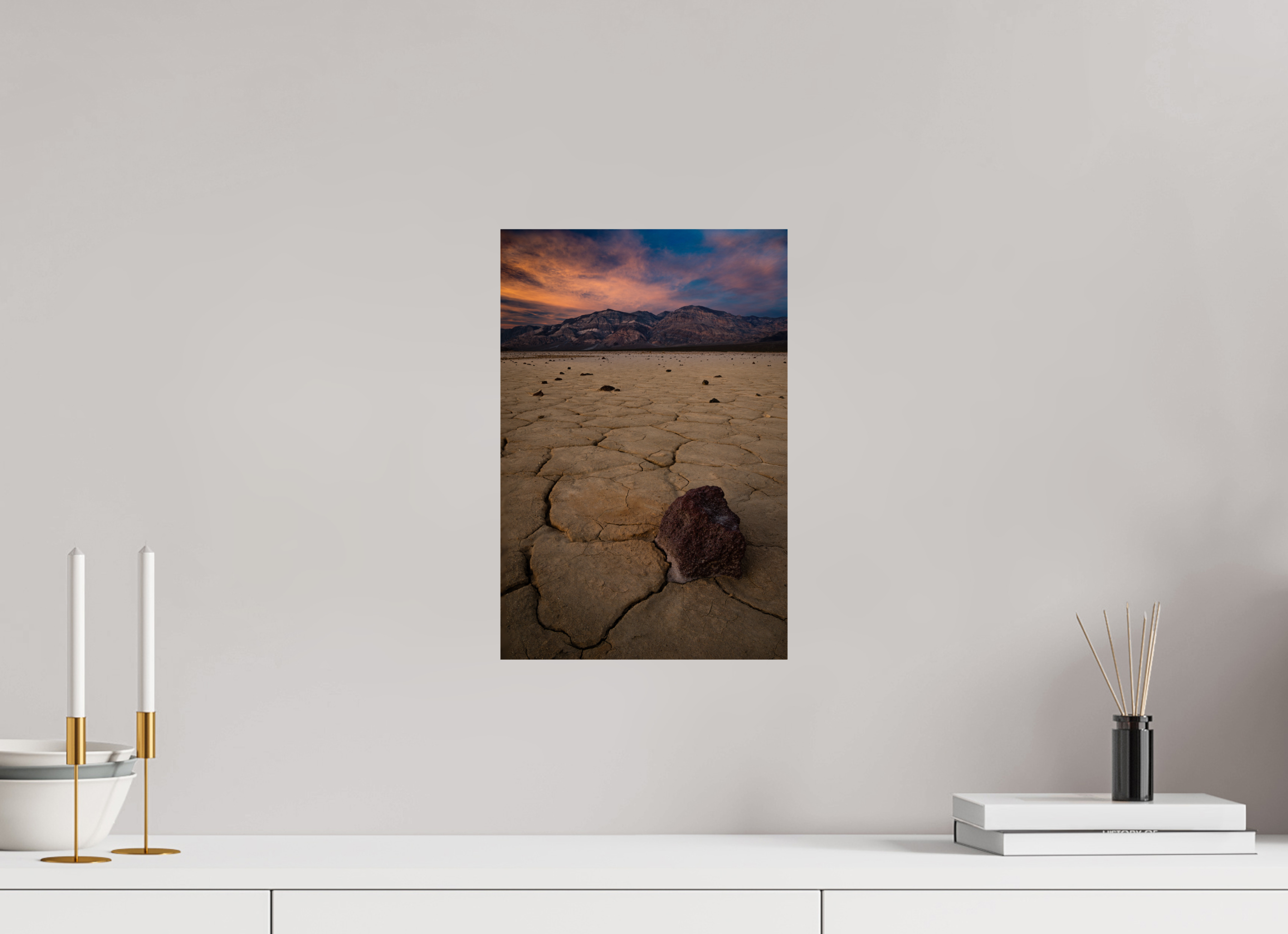 10 x 15″, Fine Art prints Cracked Earth, Panamint Valley Sunset