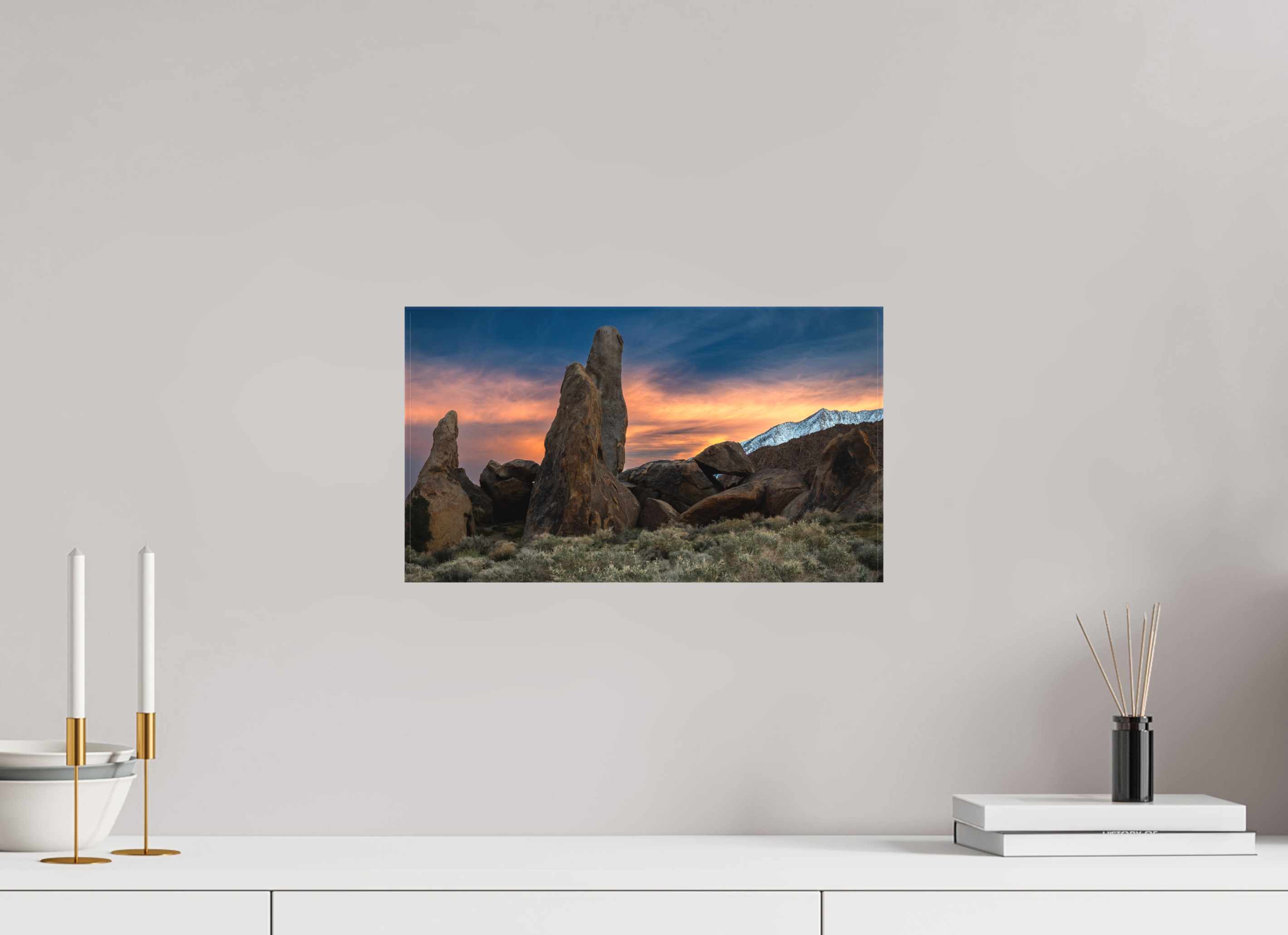 16 x 9″, Canvas Shark Fin Sunset, Alabama Hills