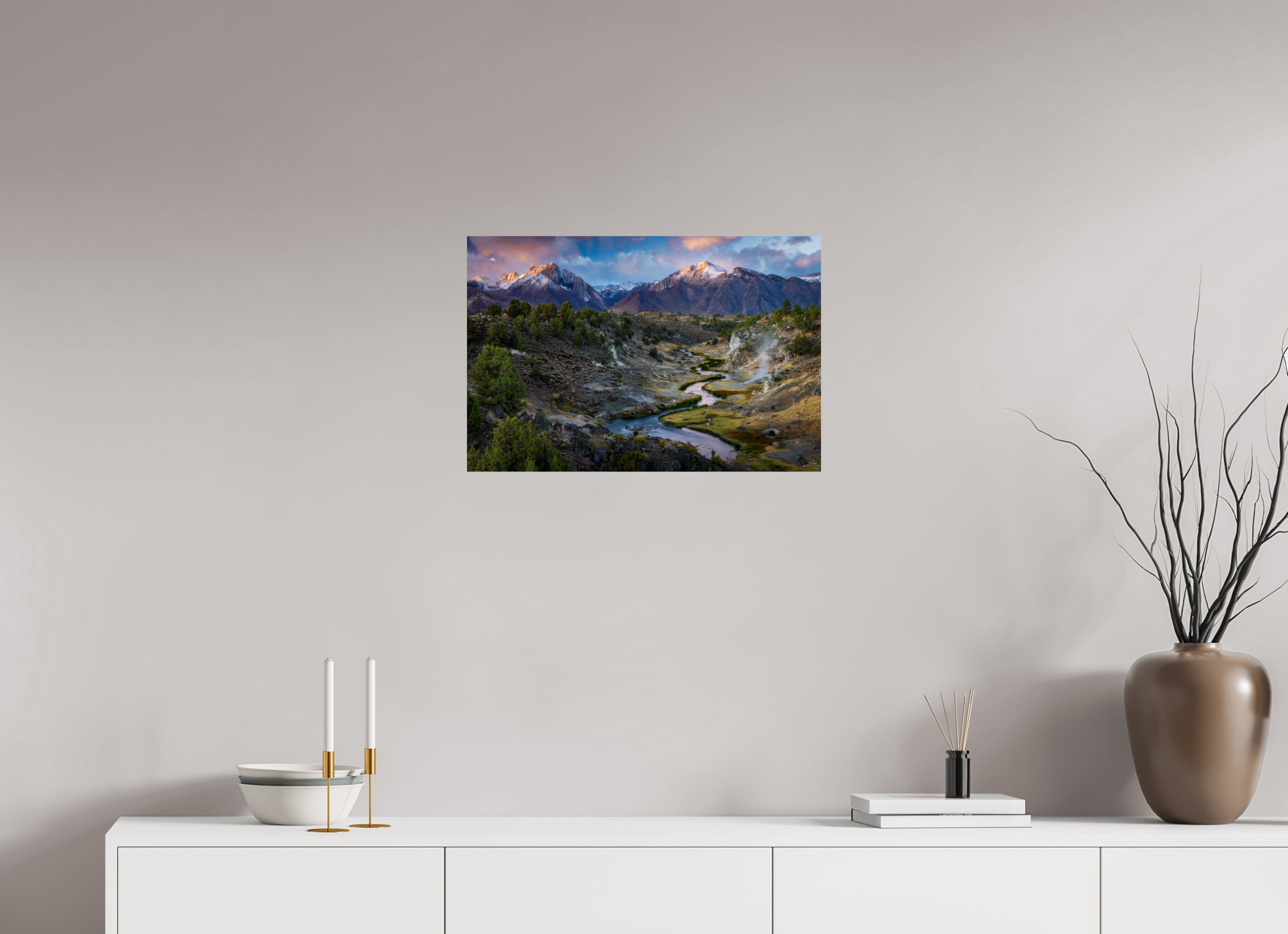 24 x 16″, Fine Art prints Hot Creek Sierra Glow – Eastern Sierra Nevada Fine Art Photography Print