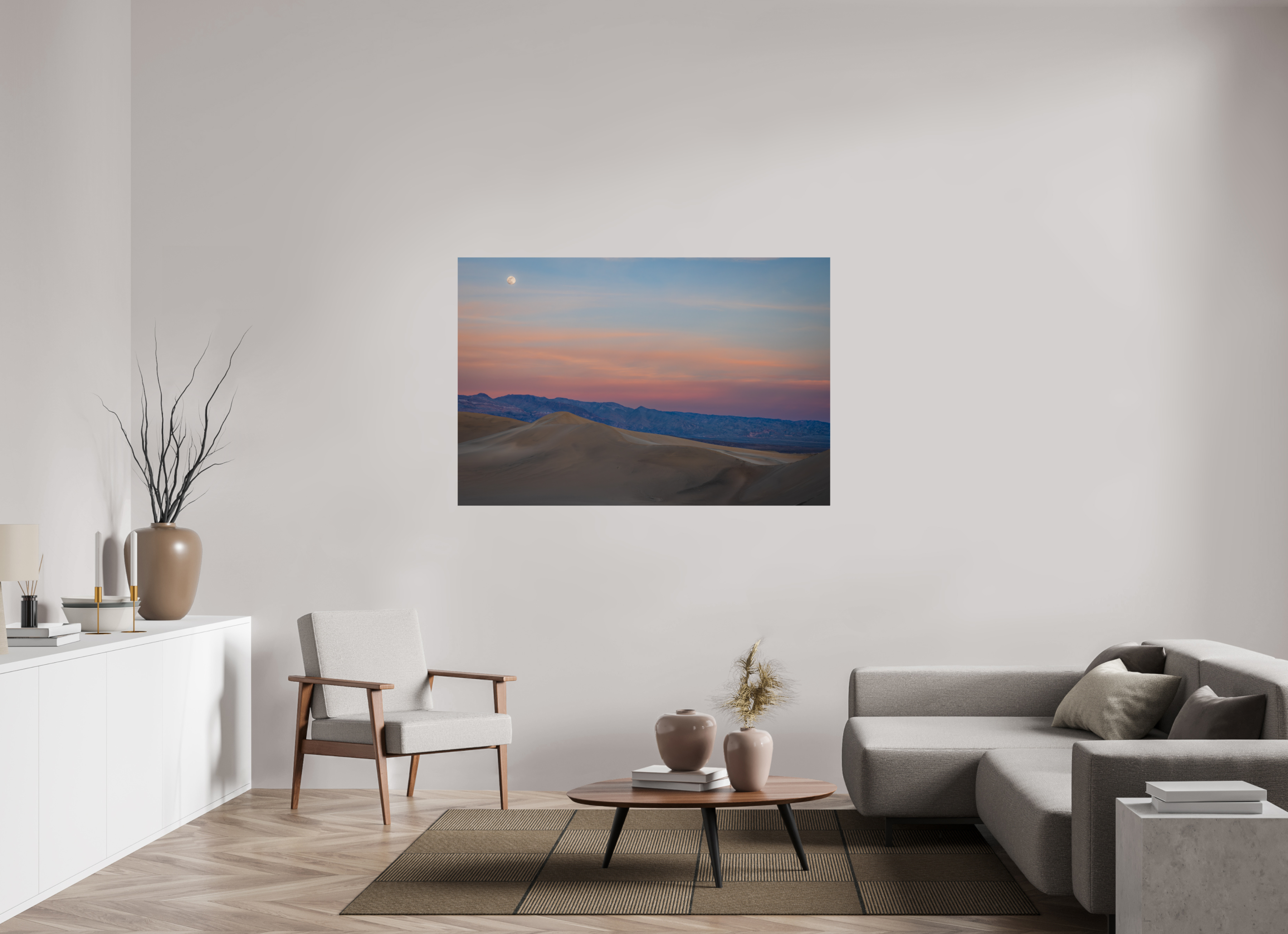 60 x 40″, Fine Art prints Full Moon Over the Mesquite Dunes
