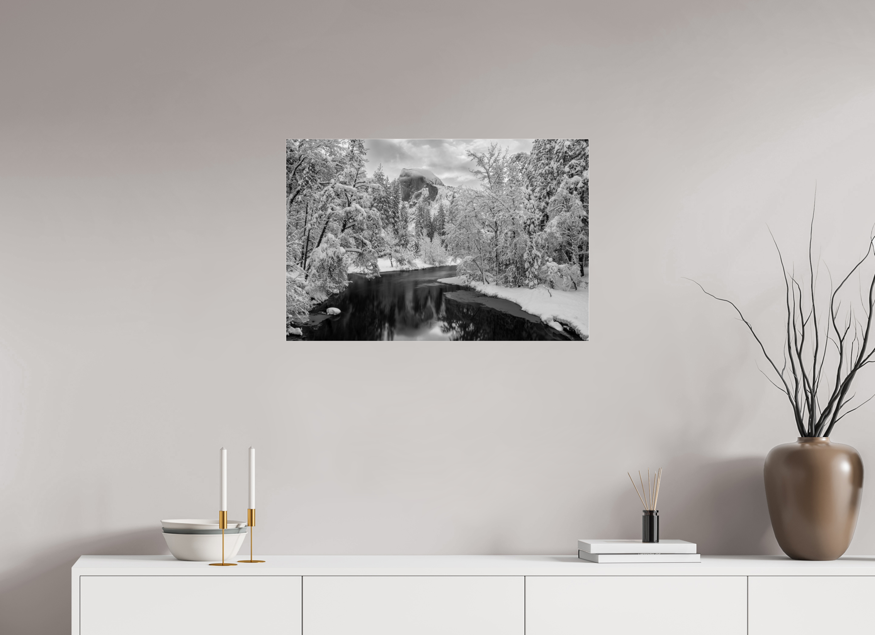 30 x 20″, acrylic Half Dome at Dawn, Sentinel Bridge