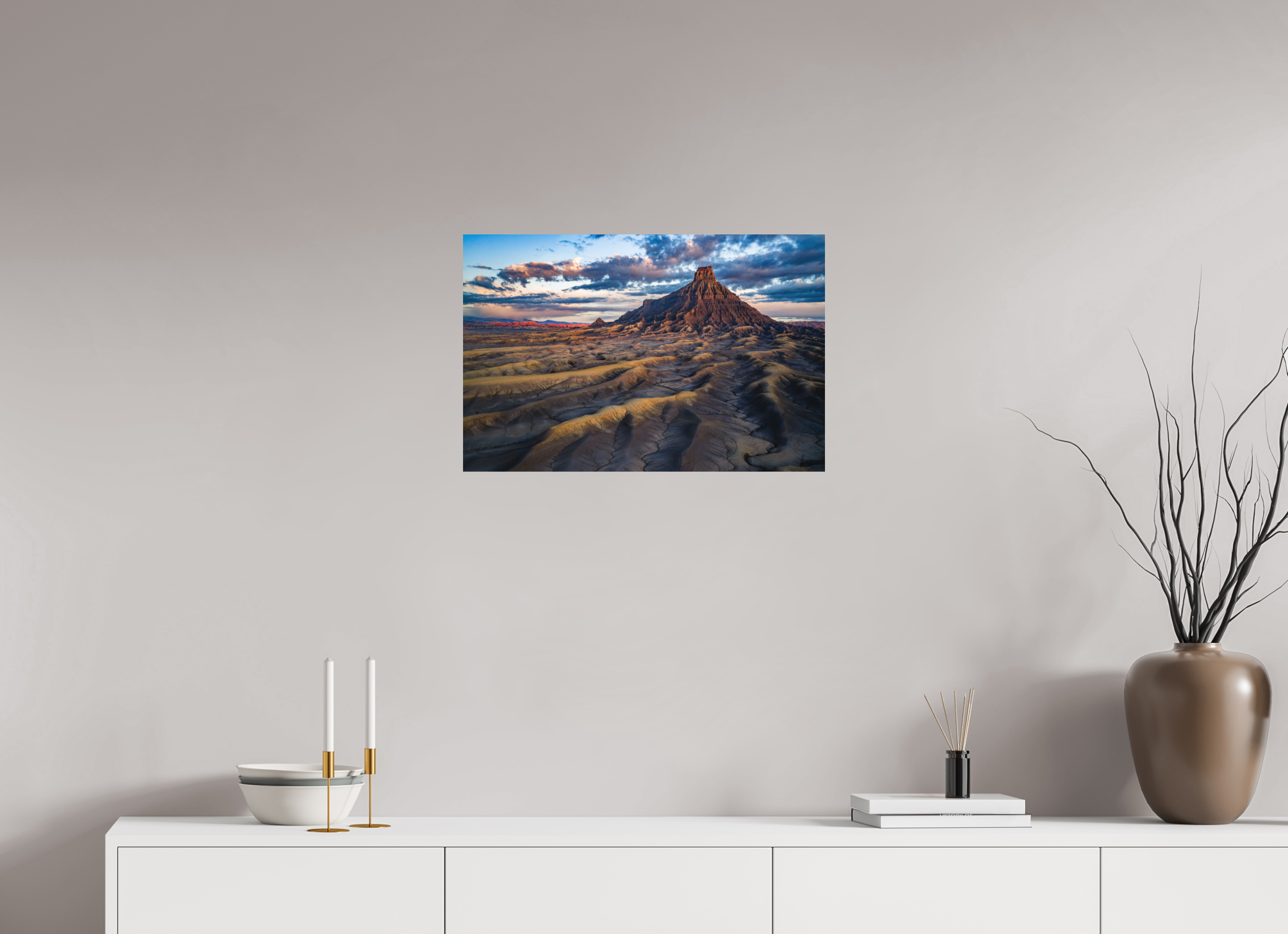 24.4 x 16″, Metal FACTORY BUTTE AT DAWN
