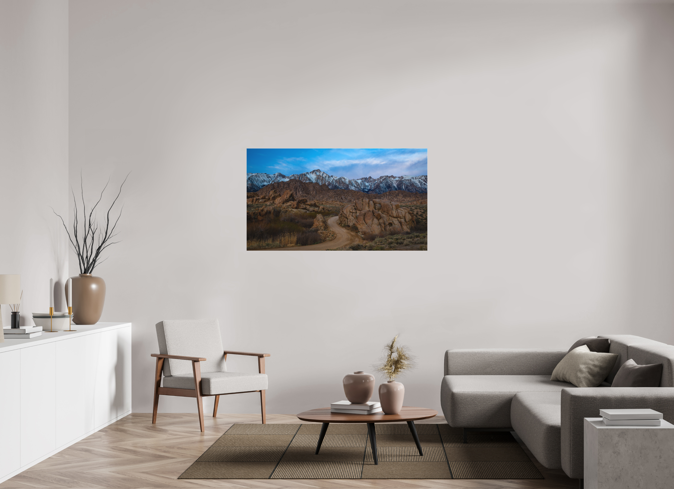55 x 30.9″, Canvas Desert Road to the Sierra