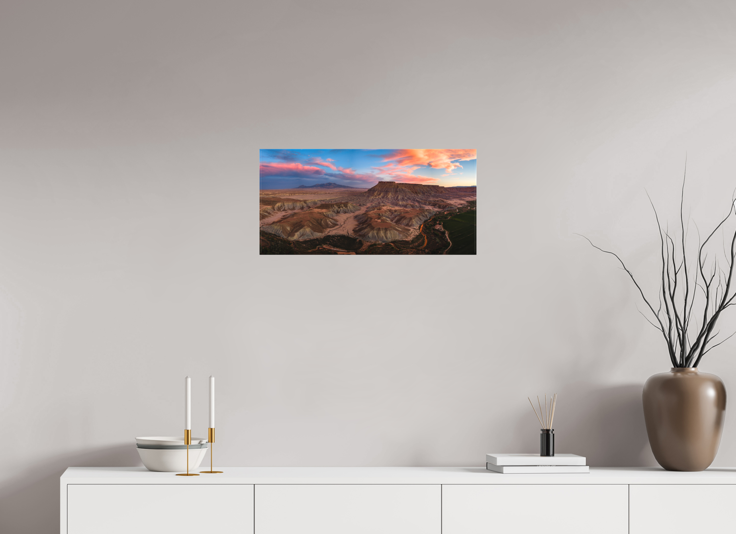25.1 x 12″, Canvas Last Light of the Badlands
