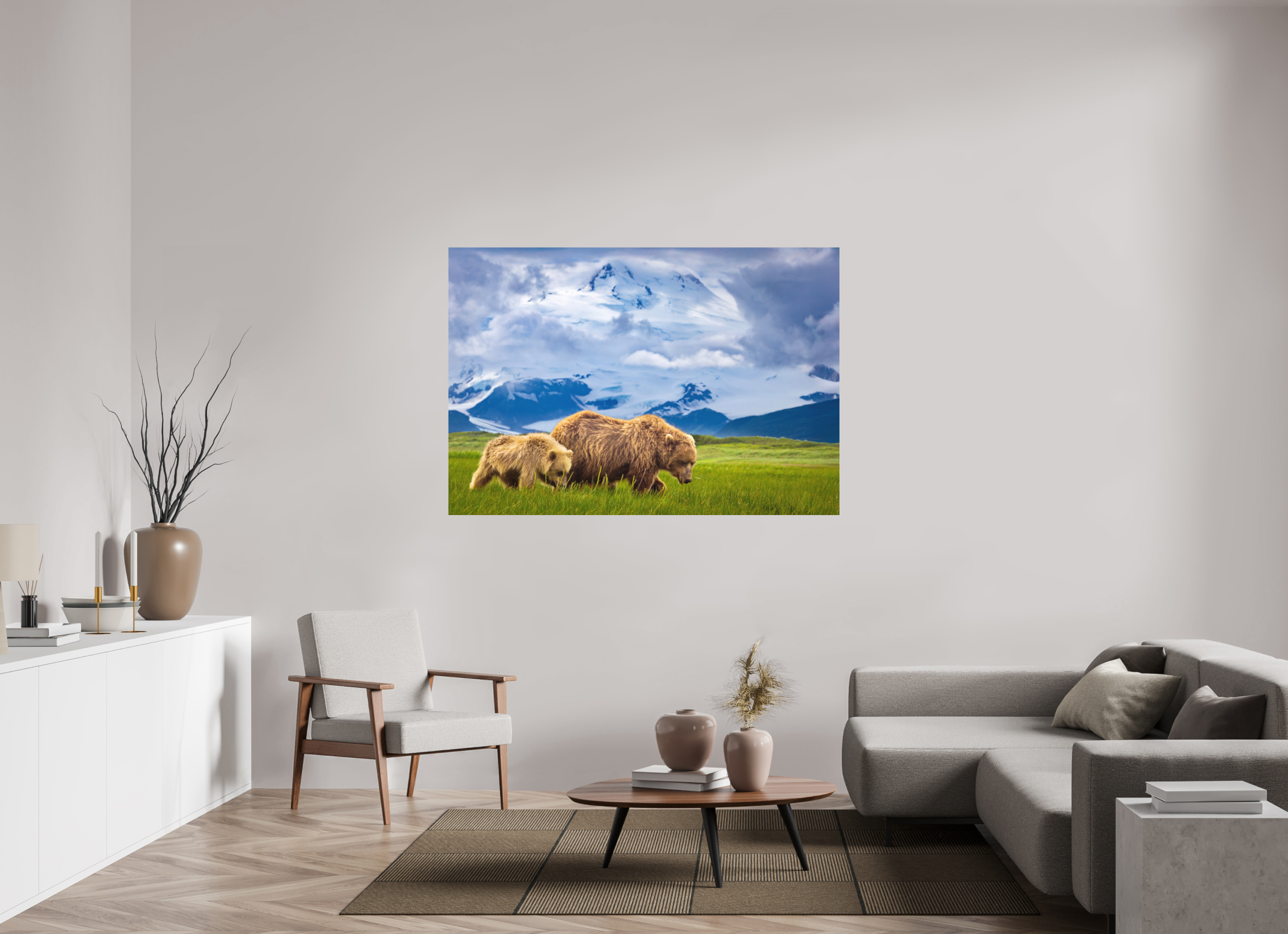 62.8 x 43″, Metal Coastal Bears