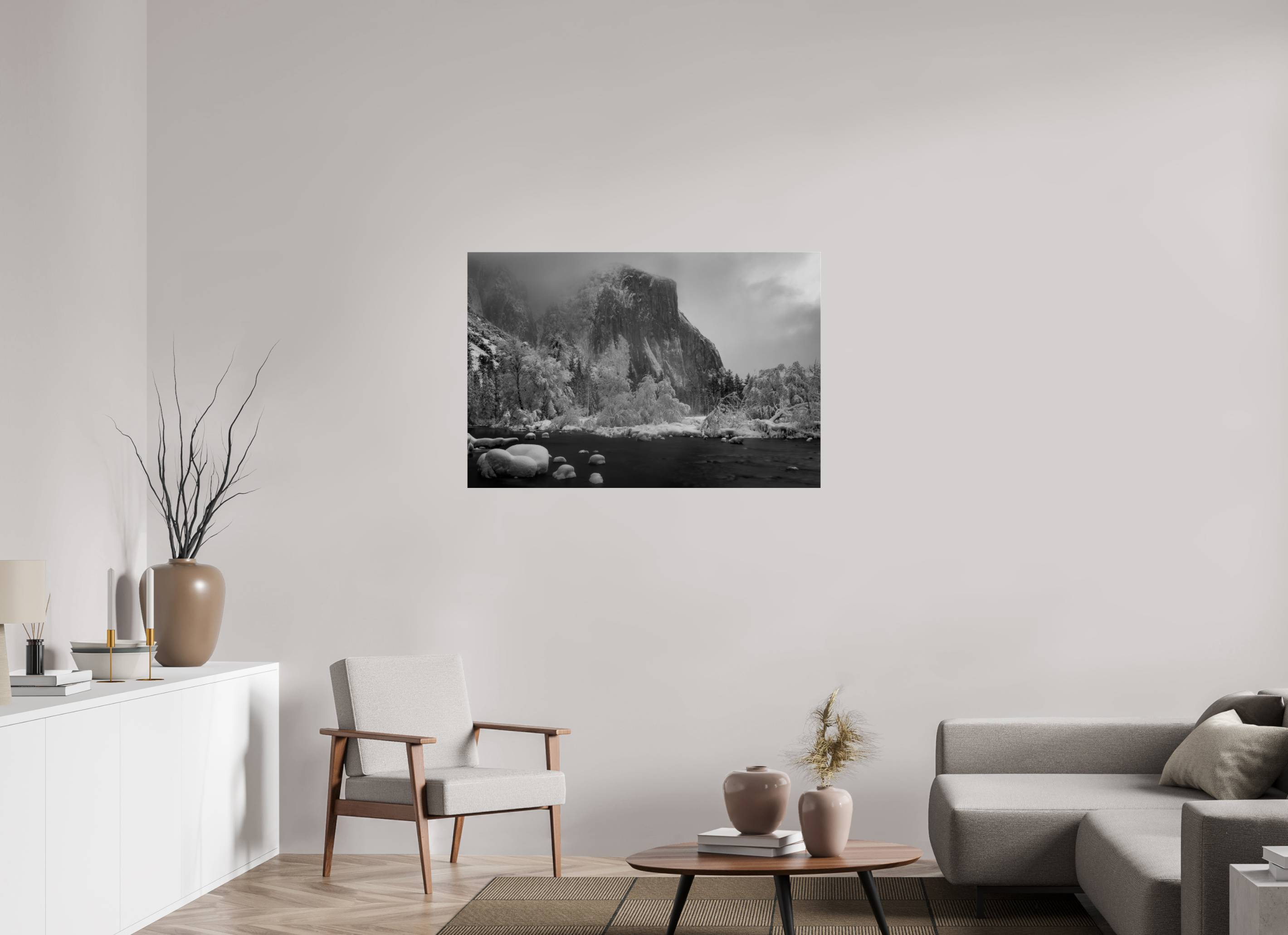 45 x 30″, acrylic El Capitan in Ice and Shadow