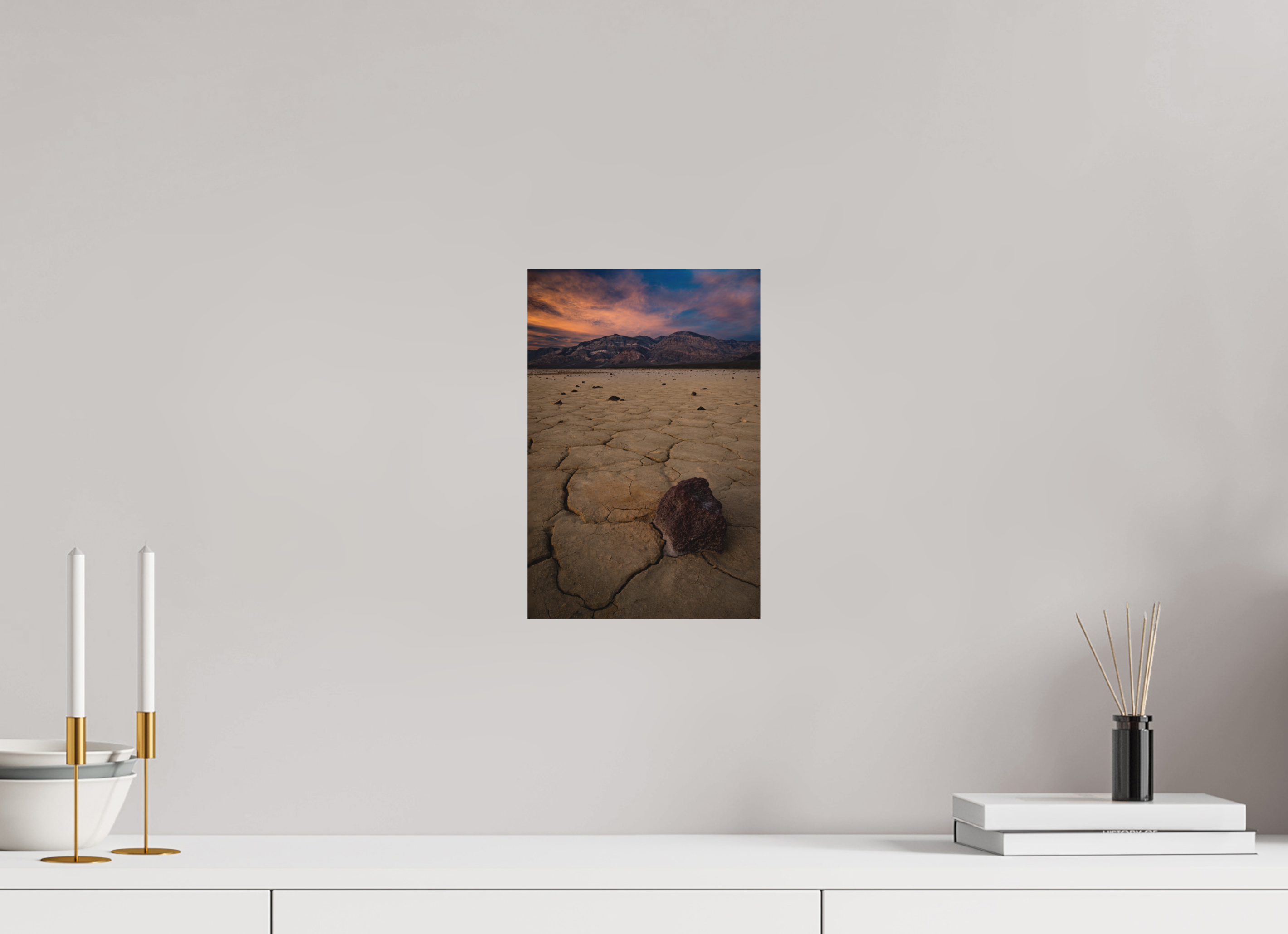 8 x 12″, Metal Cracked Earth, Panamint Valley Sunset