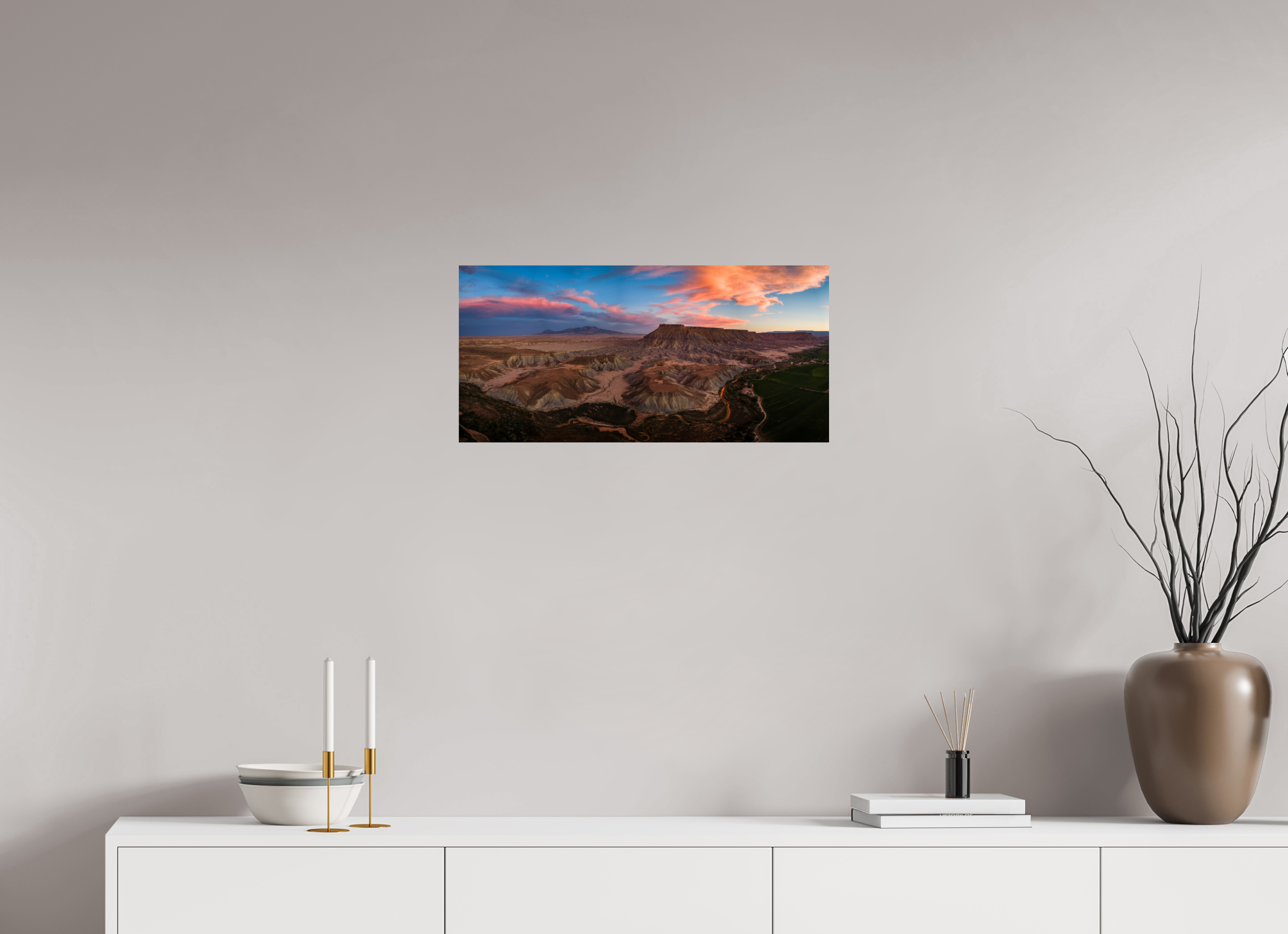 25.1 x 12″, Fine Art prints Last Light of the Badlands