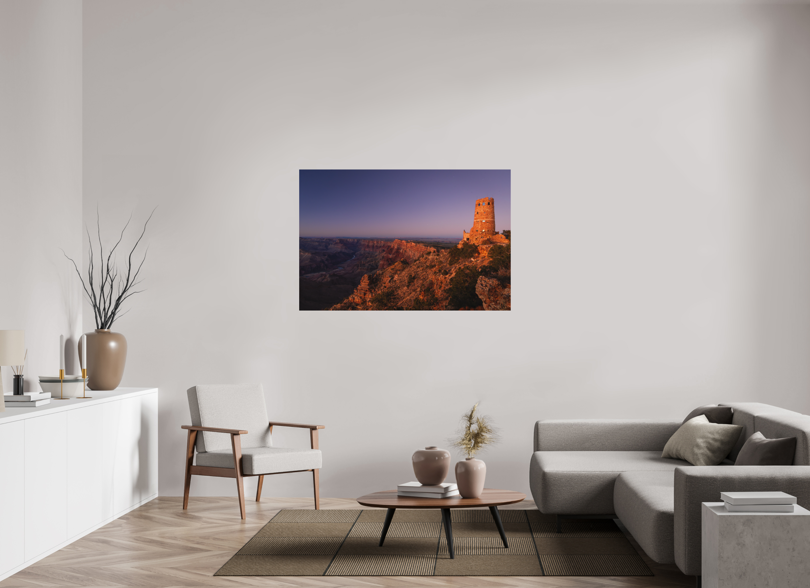 54 x 36″, Metal Desert View Watchtower at Twilight – Grand Canyon Fine Art Print