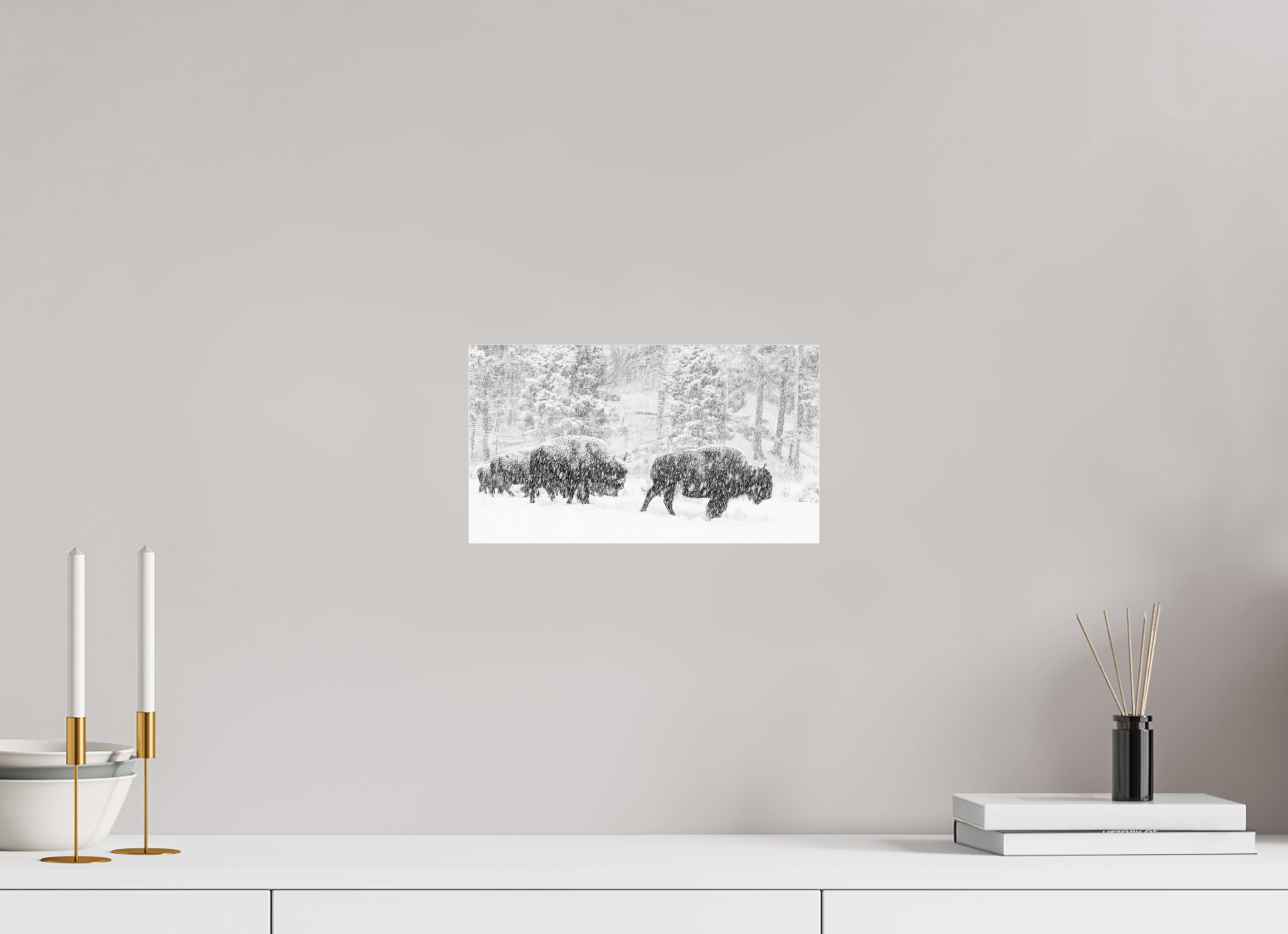 12 x 6.8″, acrylic Snowy Bison