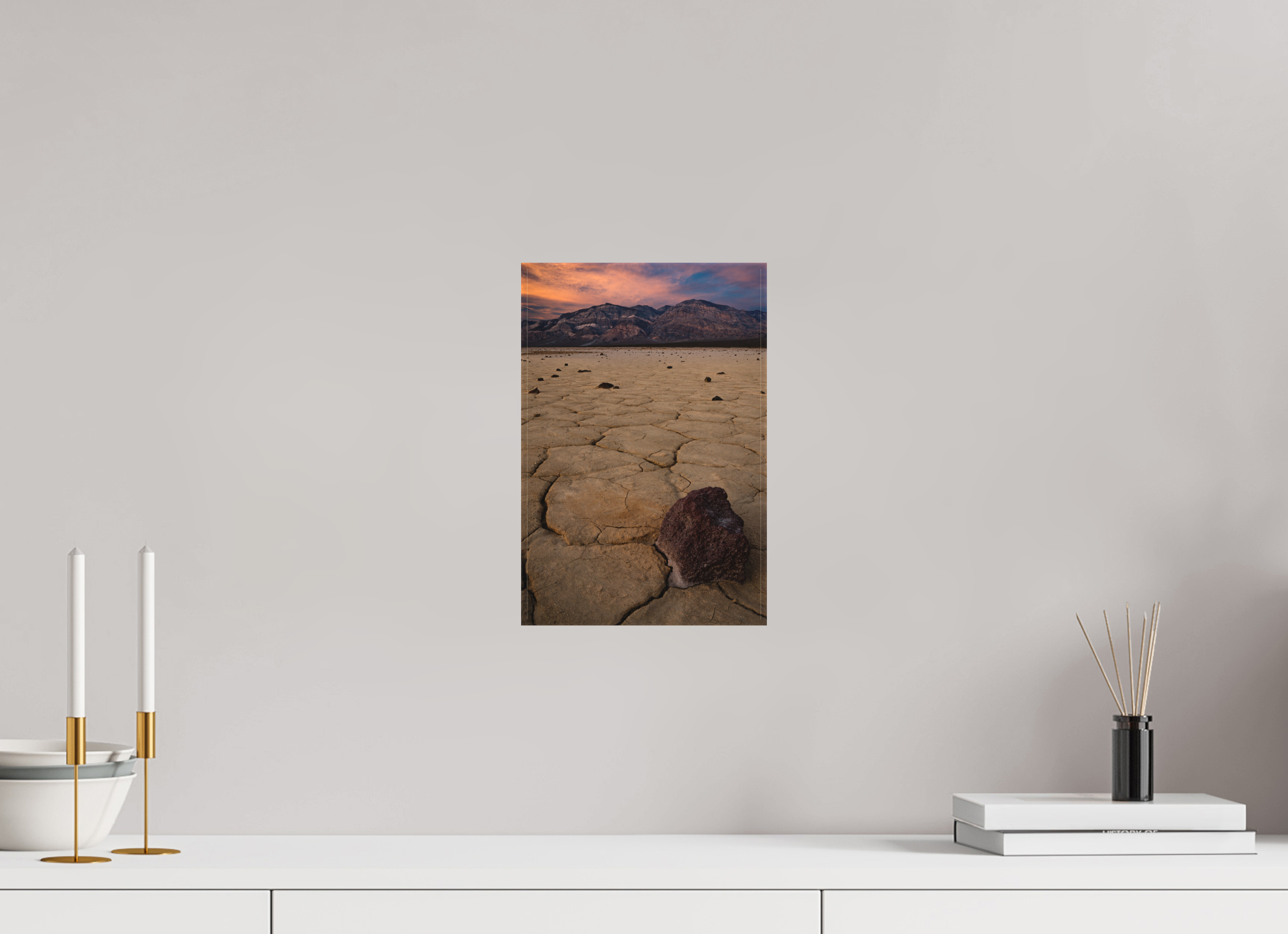 8 x 12″, Canvas Cracked Earth, Panamint Valley Sunset