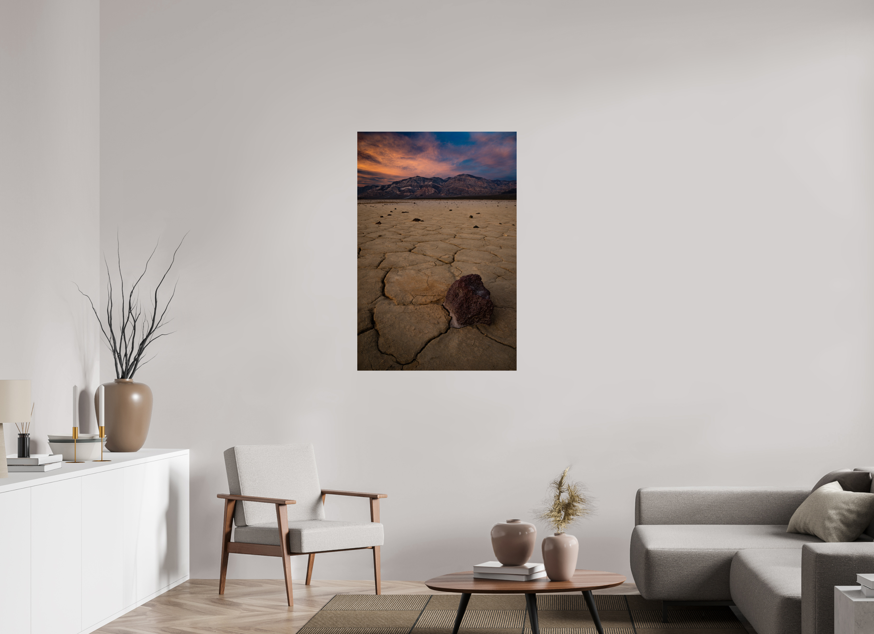 30 x 45″, Fine Art prints Cracked Earth, Panamint Valley Sunset