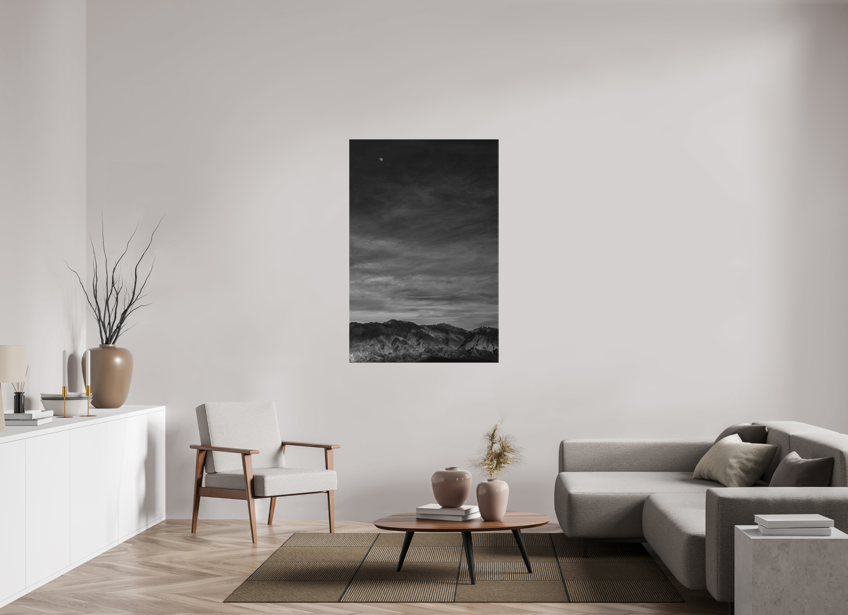 36 x 54″, Canvas Moon and Mountains, White Mountains