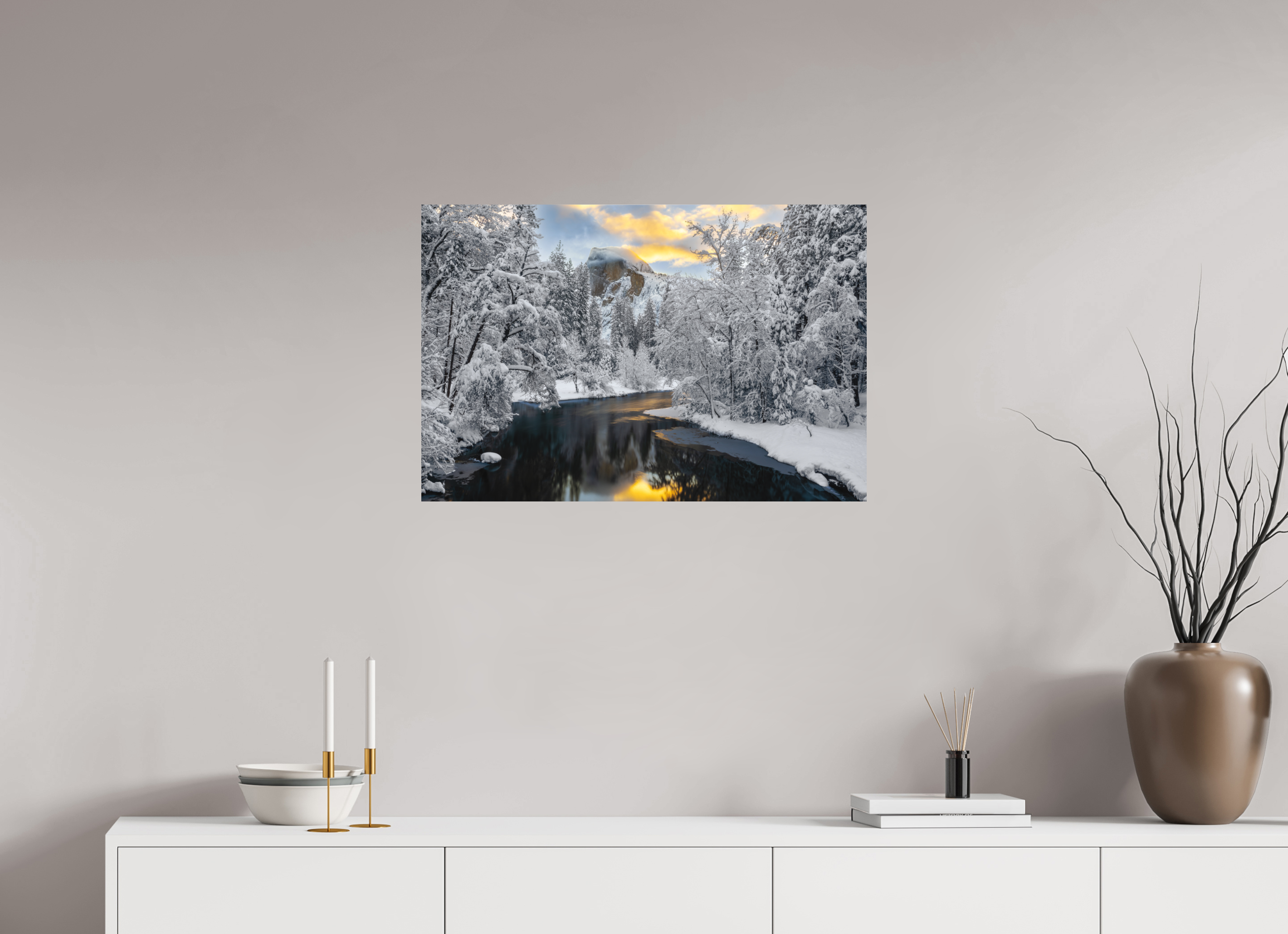 30 x 20″, Metal Half Dome at Dawn, Sentinel Bridge