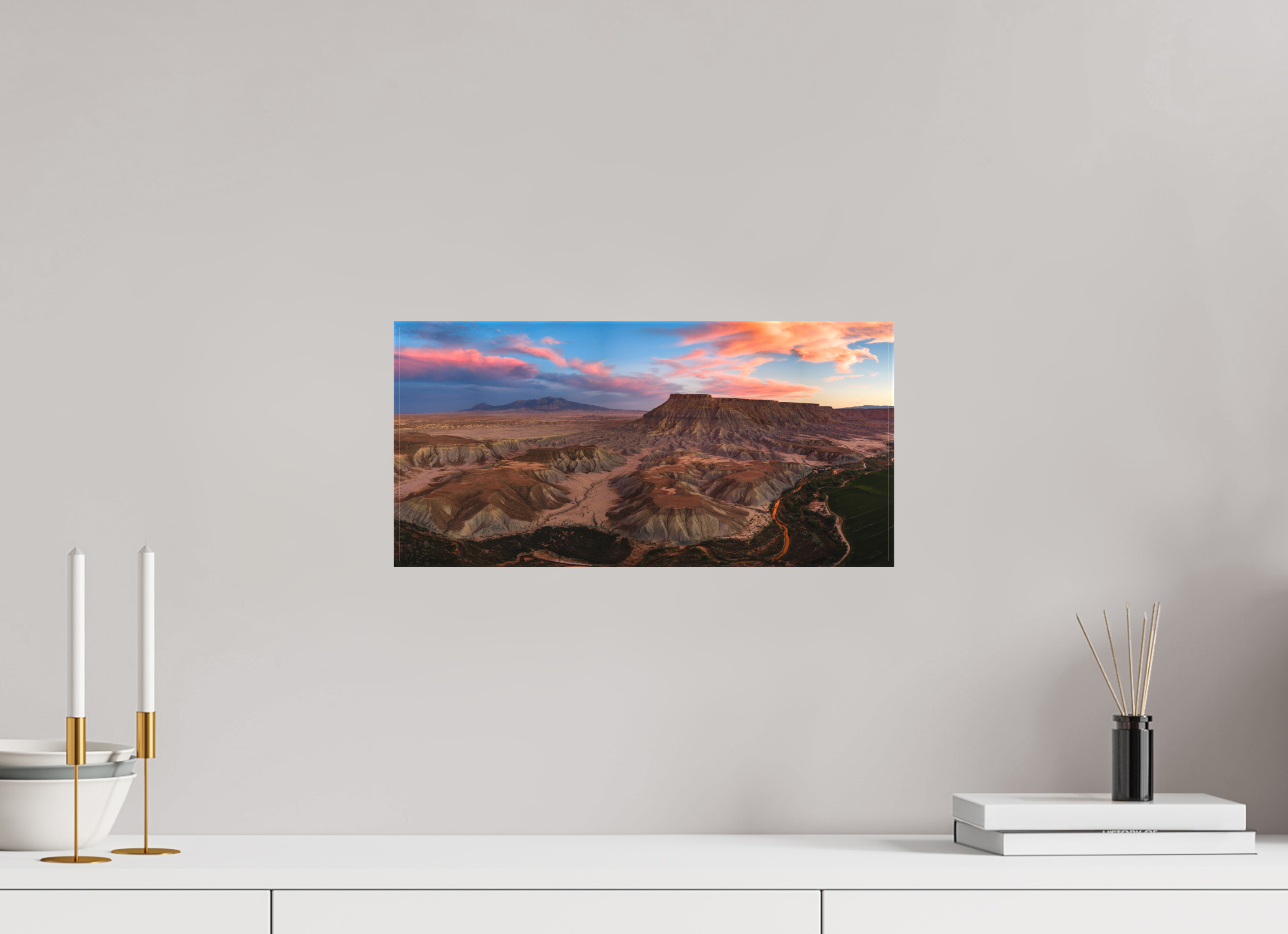 16.7 x 8″, Canvas Last Light of the Badlands