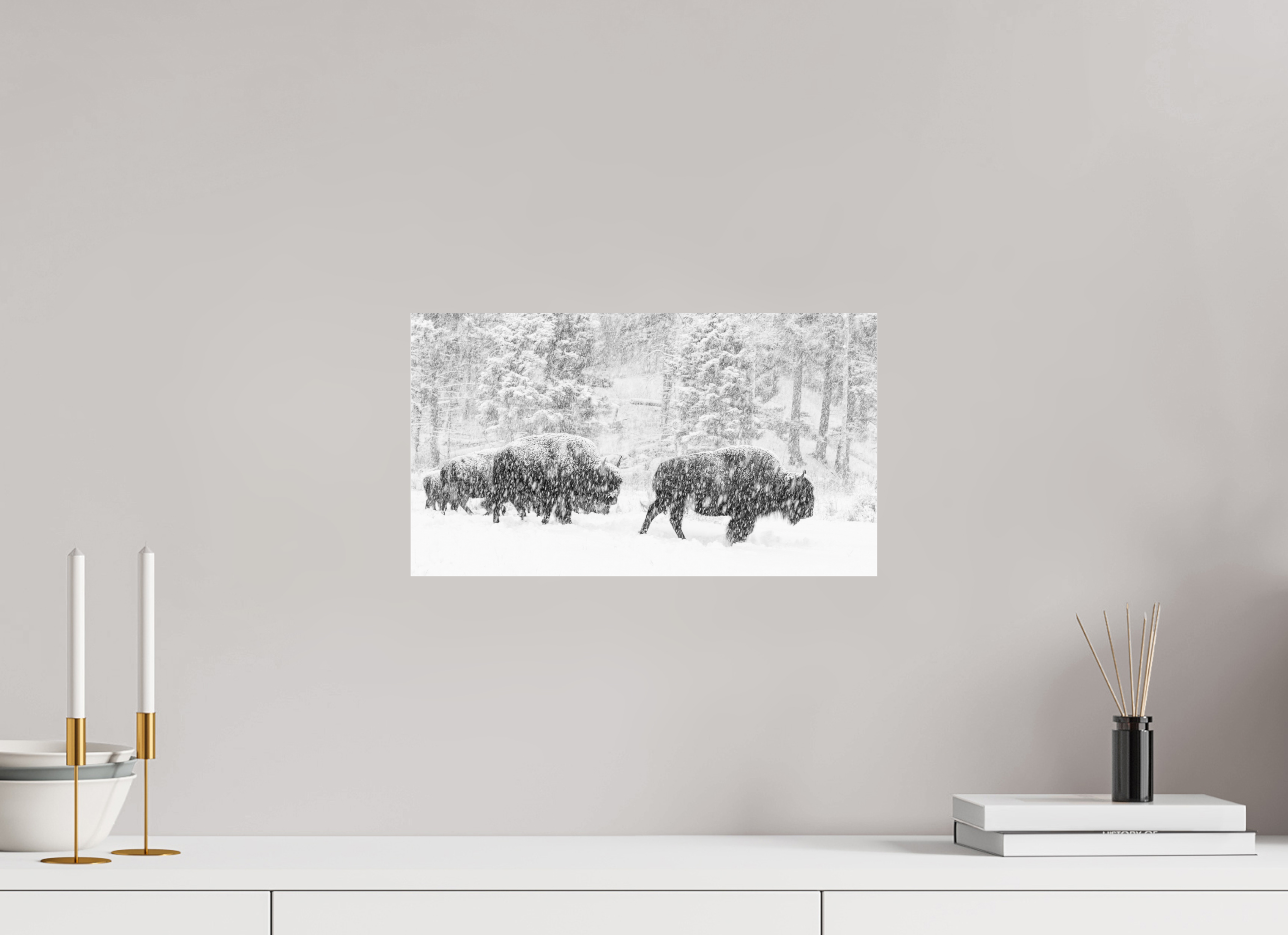 16 x 9″, acrylic Snowy Bison
