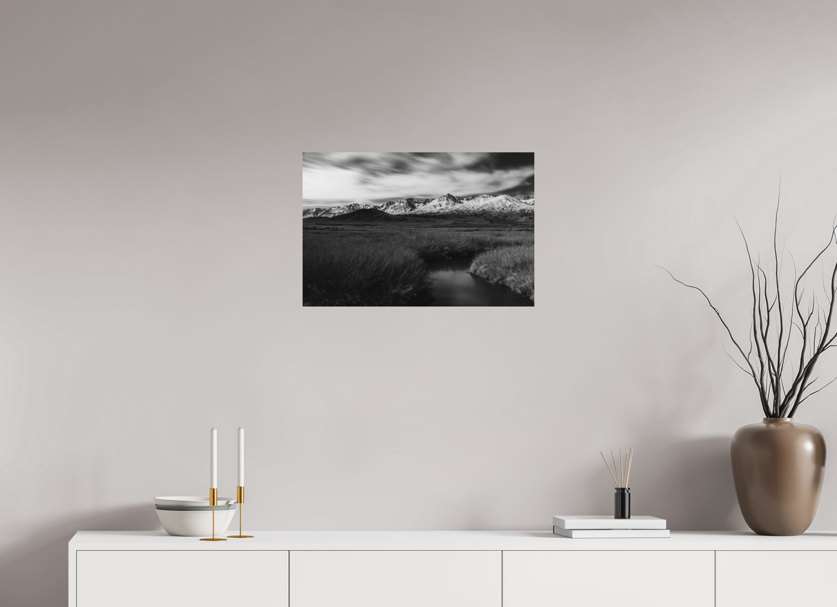 24 x 16″, Metal Eastern Sierra in Black and White