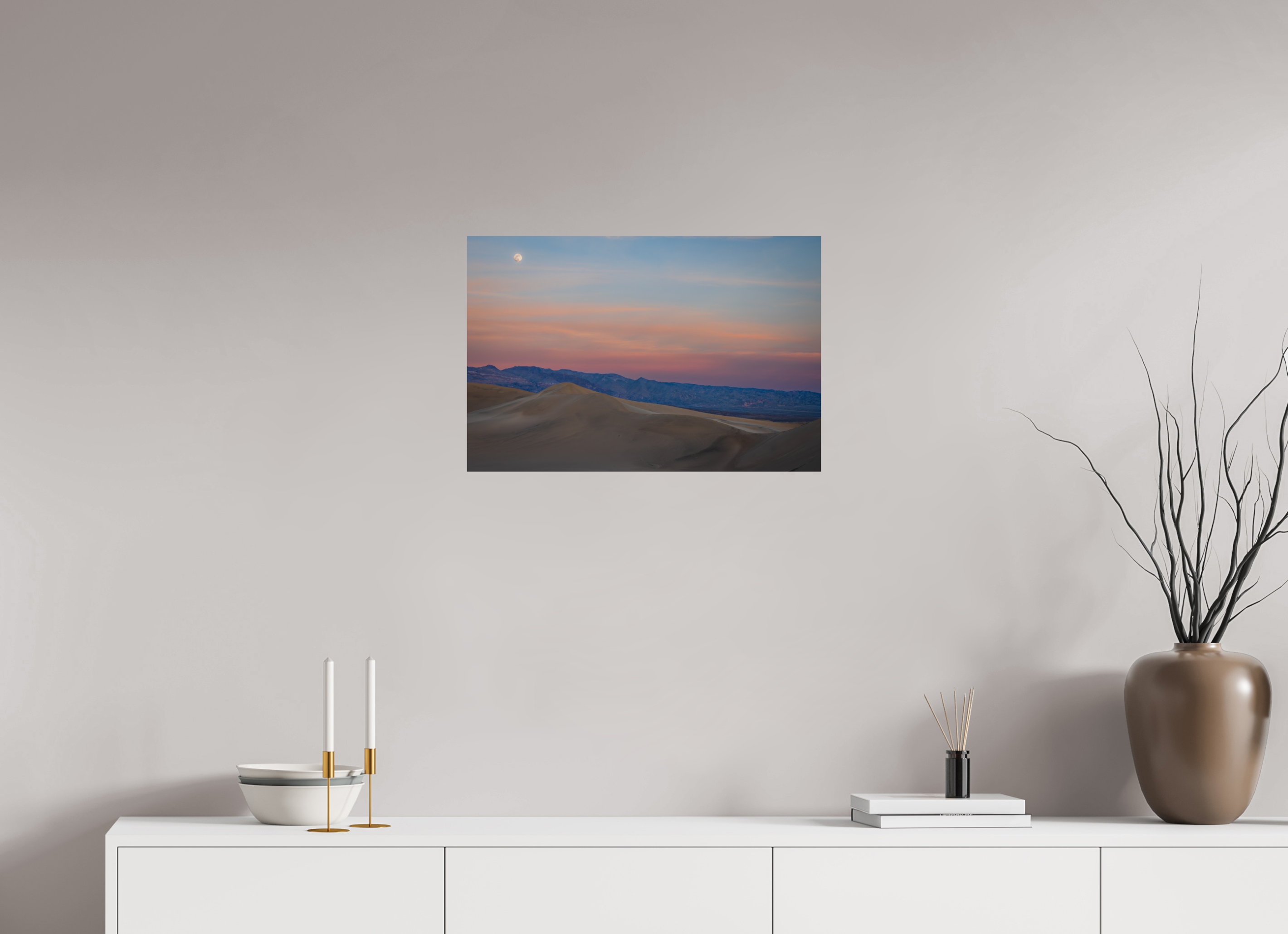 24 x 16″, Fine Art prints Full Moon Over the Mesquite Dunes