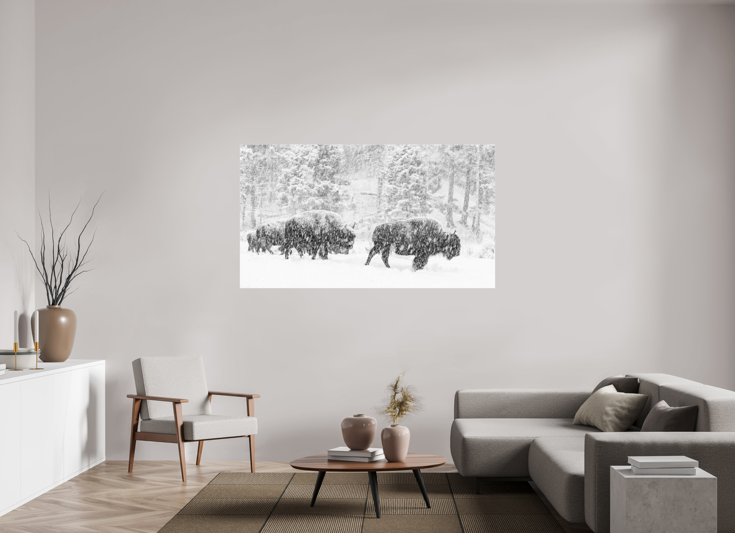 70 x 39.4″, acrylic Snowy Bison