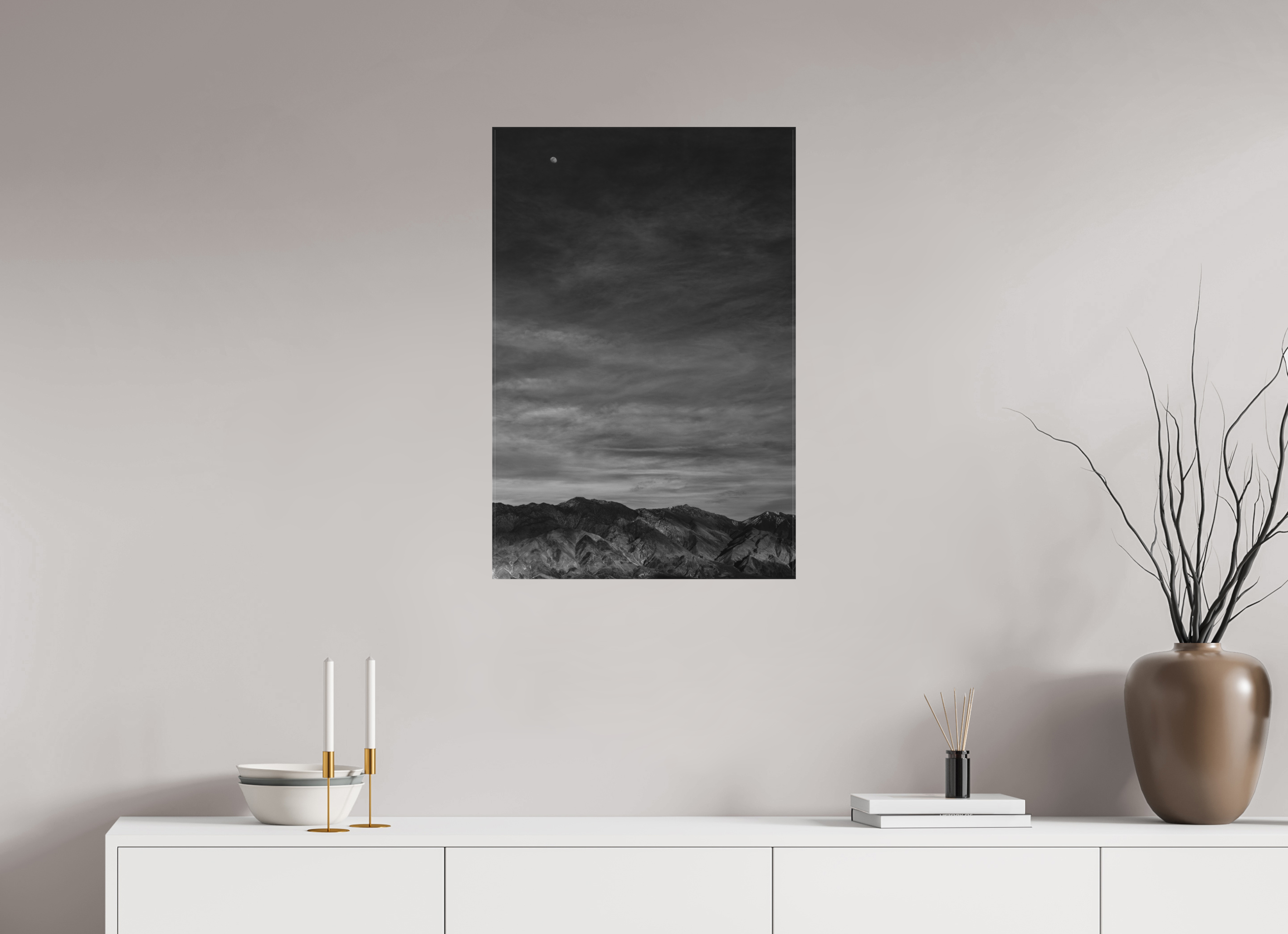 20 x 30″, Canvas Moon and Mountains, White Mountains