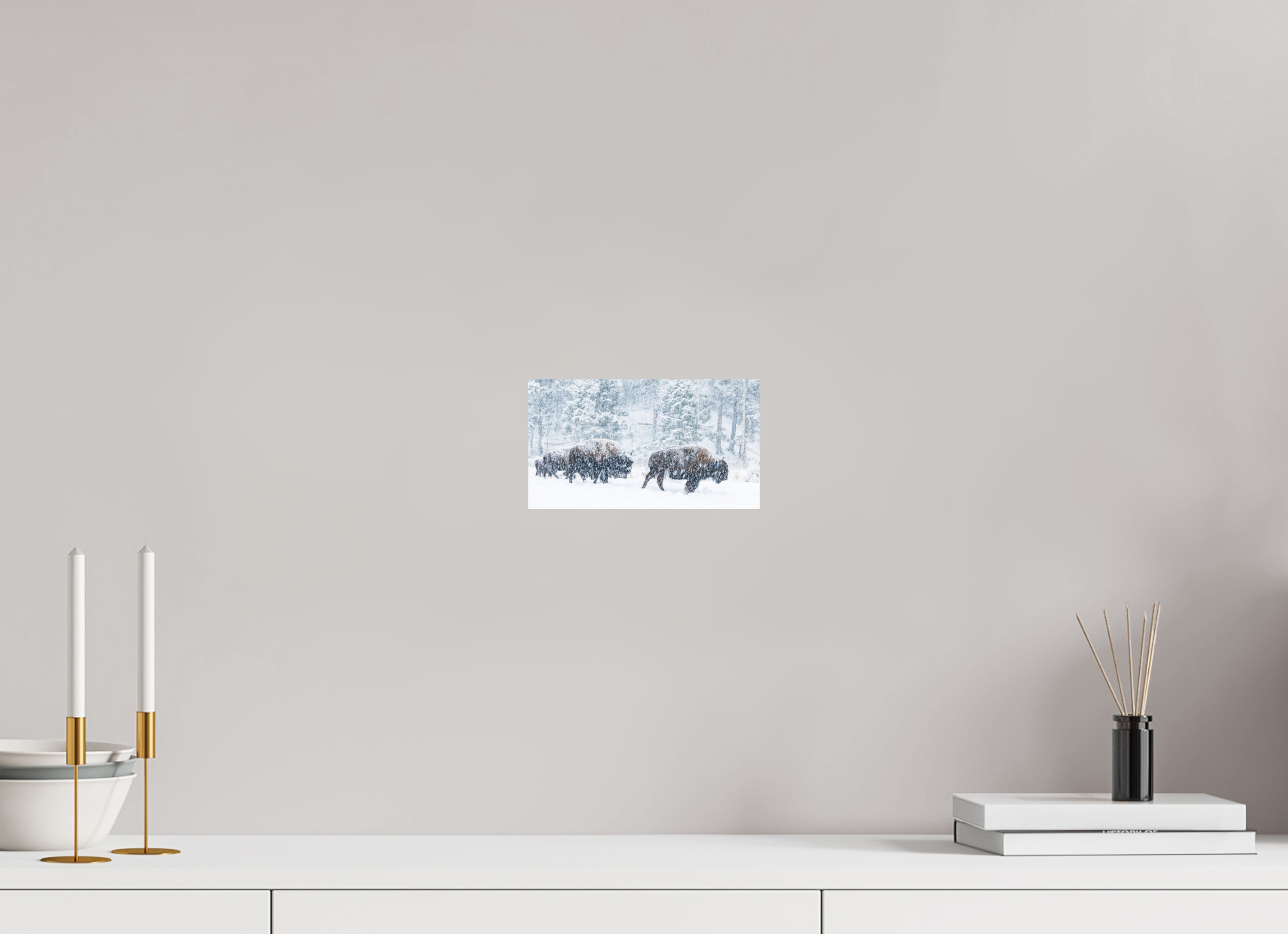 8 x 4.5″, Metal Snowy Bison