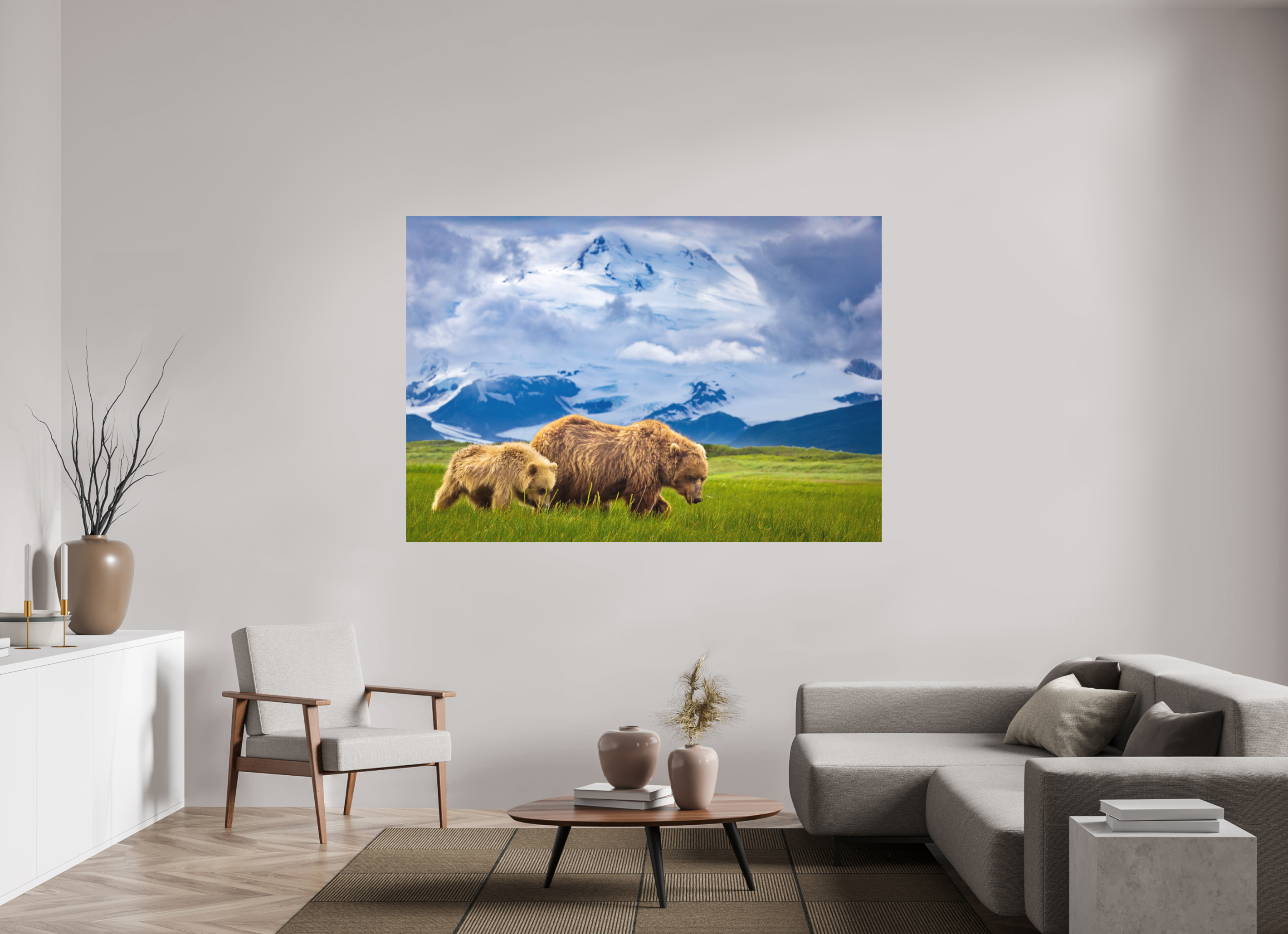 74.5 x 51″, Metal Coastal Bears