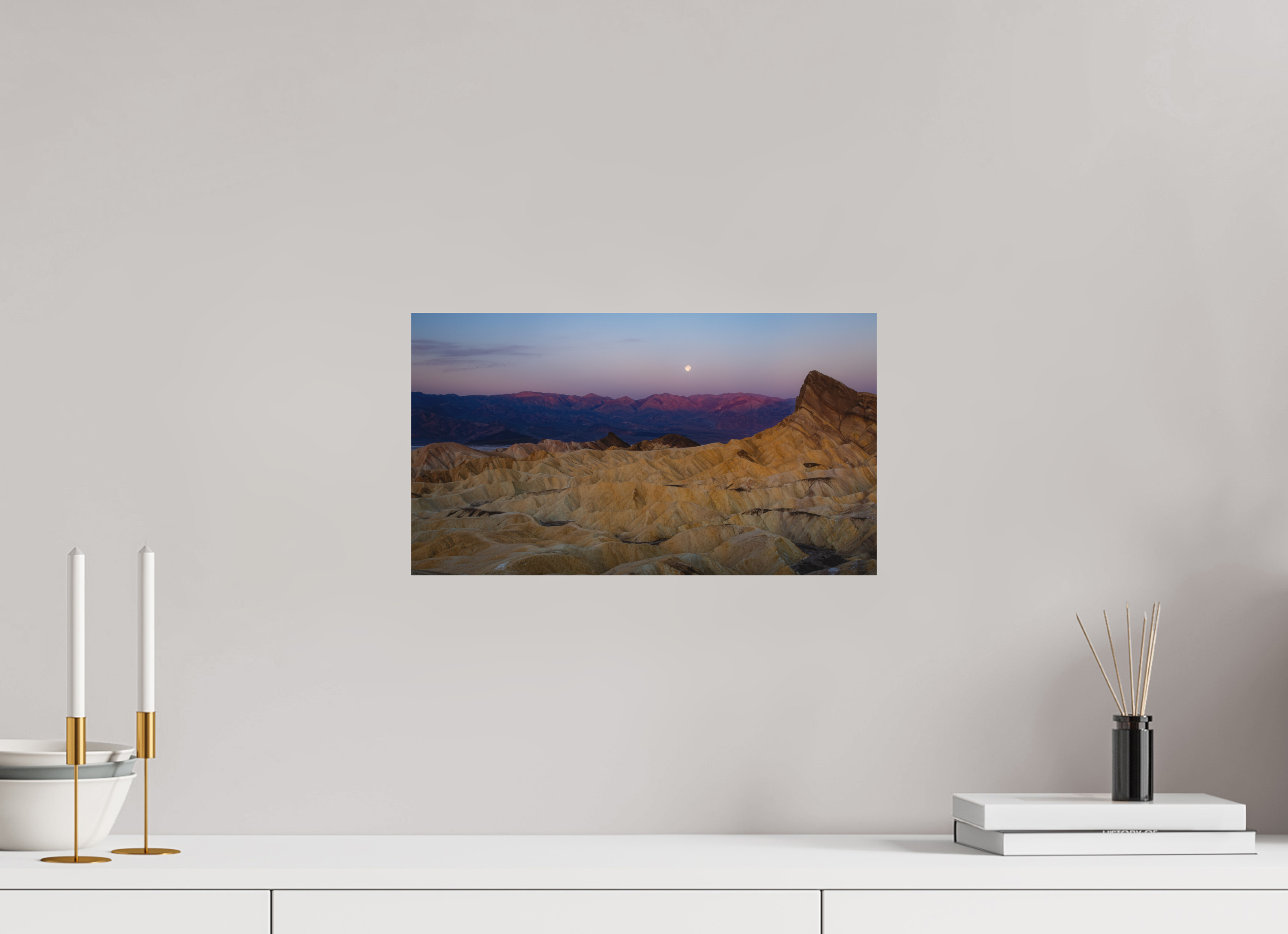 16 x 9″, Metal Moonrise Over Zabriskie Point