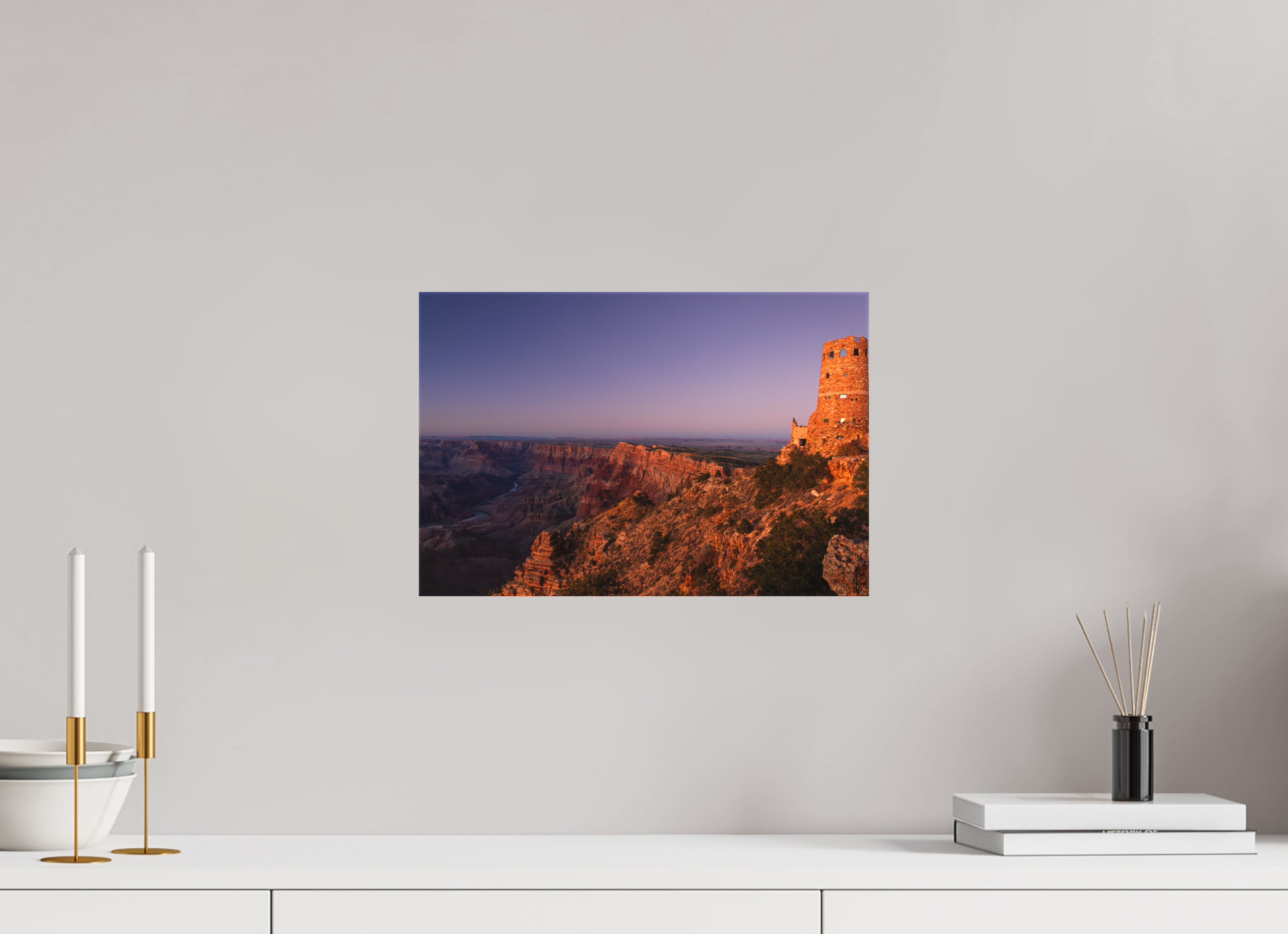 15 x 10″, Canvas Desert View Watchtower at Twilight – Grand Canyon Fine Art Print