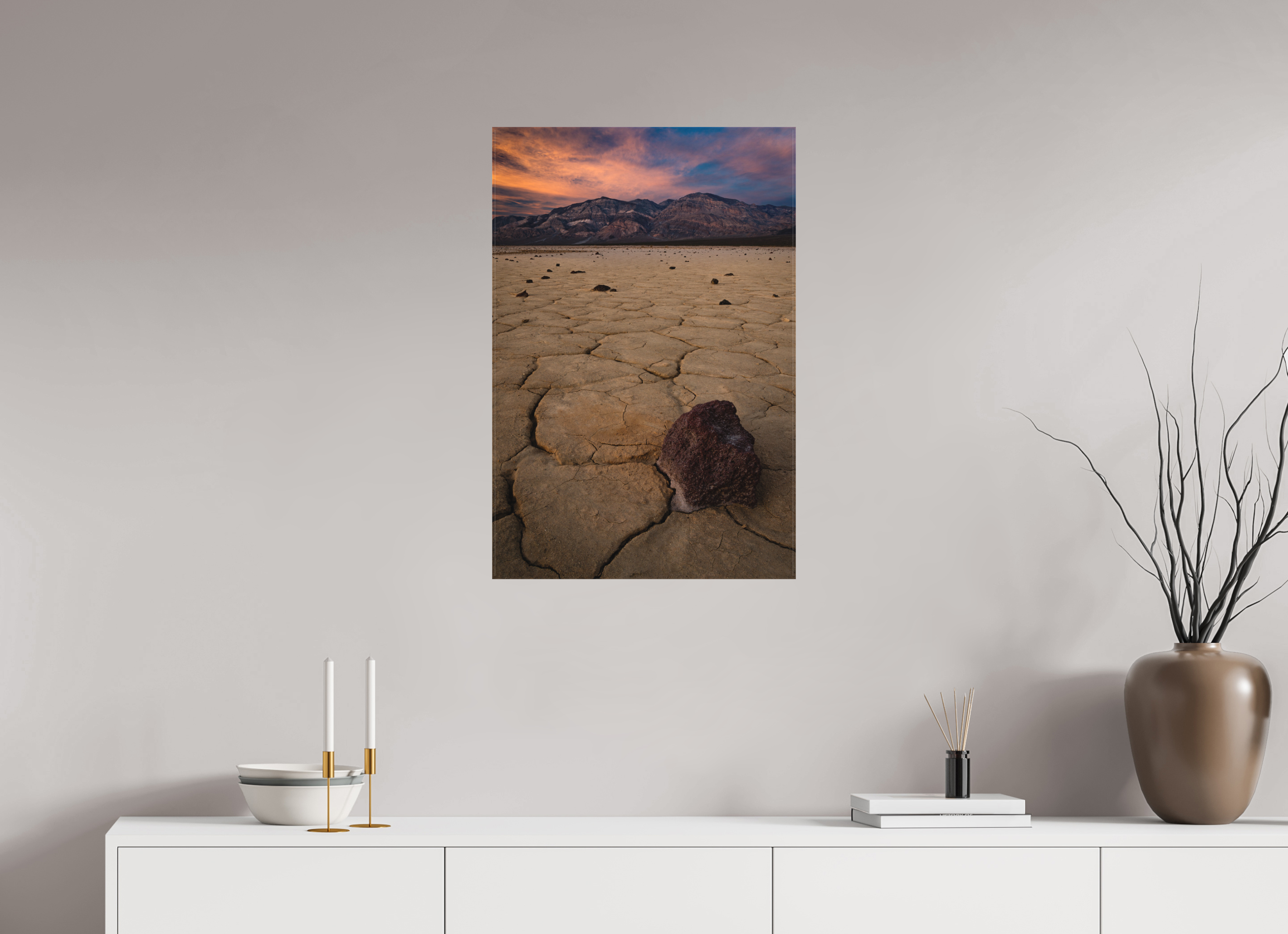20 x 30″, Canvas Cracked Earth, Panamint Valley Sunset